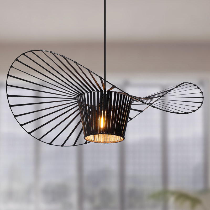 Ivy Bronx Guterding 35.5 Inch Wide Vertigo Black Geometric Metal